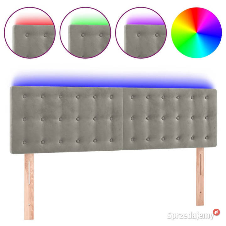 Zagłówek do łóżka z LED jasnoszary 144x5x7888 Warszawa