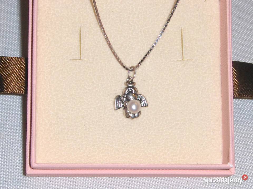 Srebrny wisiorek Aniołek z perełką srebro Łódź