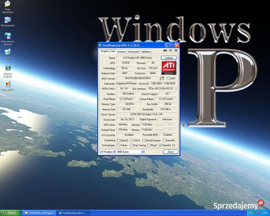 Retro Karta Graficzna Radeon HD 3870 ATI 512MB Opoczno