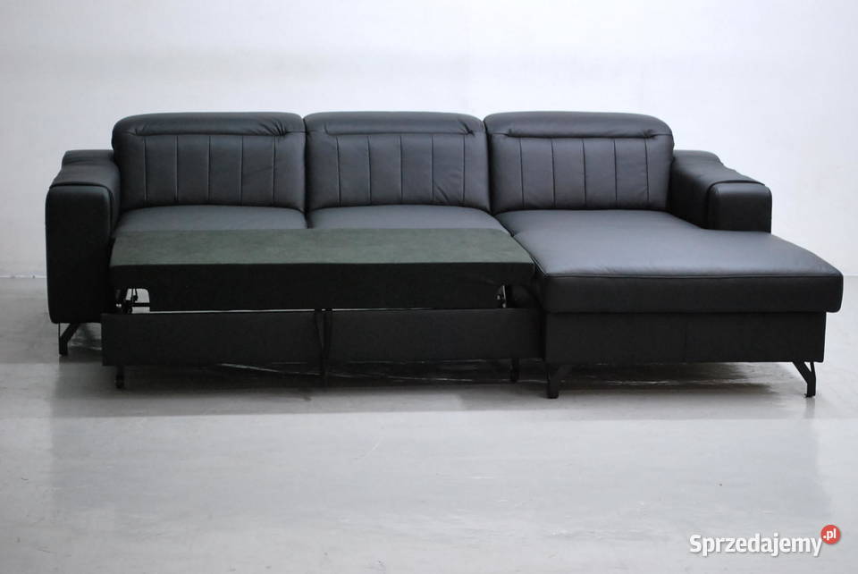 AMO SKÓRA NATURALNA czarny narożnik funkcja 259cm Poznań sprzedam