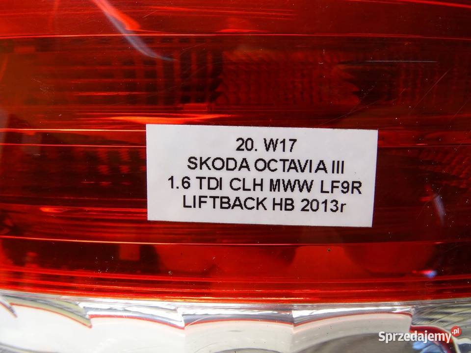 LAMPA PRAWA PRAWY TYŁ TYLNA SKODA OCTAVIA III HB Oświetlenie sprzedam