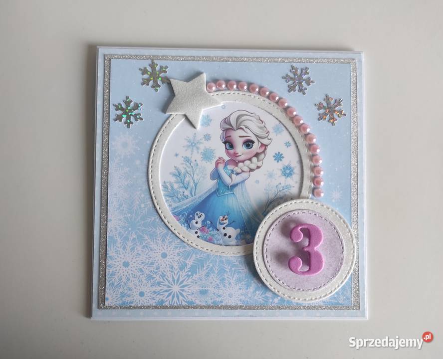Kartka ręcznie robiona na urodziny Kraina lodu Łódź