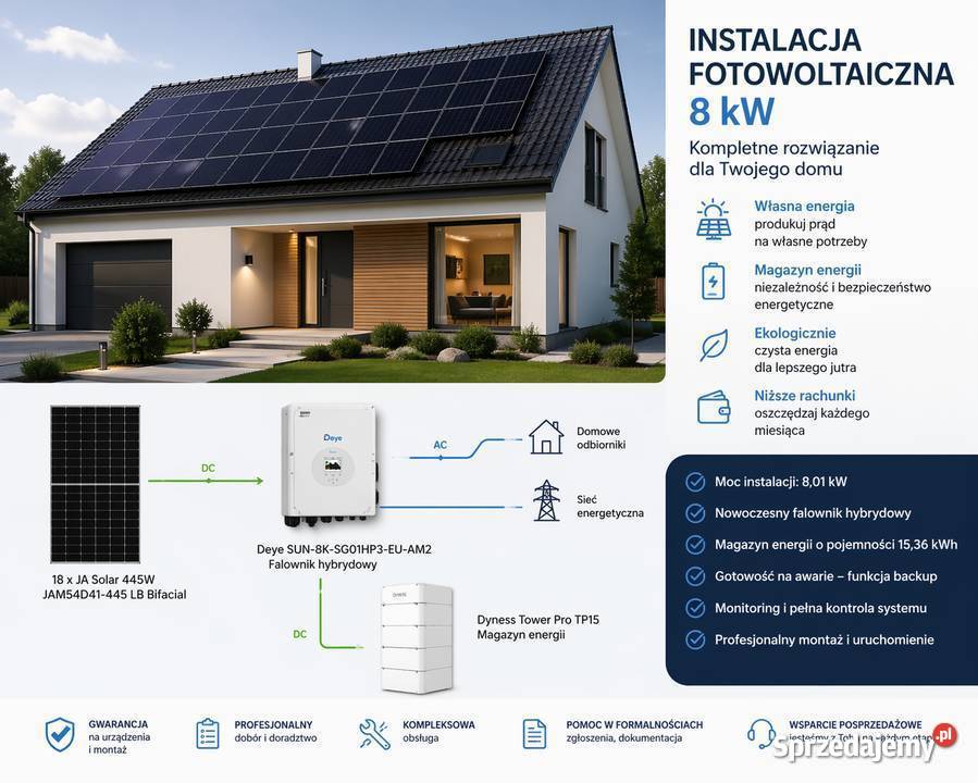 Instalacja fotowoltaiczna 8kW z magazynem Chodzież