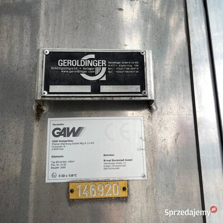 Silos aluminiowy 100 m3 Produkcja Tłuchowo