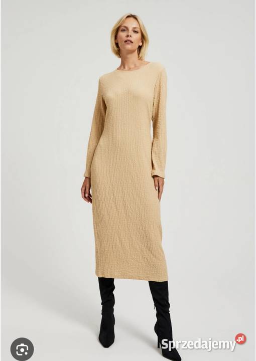 Wygodna sukienka na co dzień rozmiar 4446 brązowy/beżowy Biecz