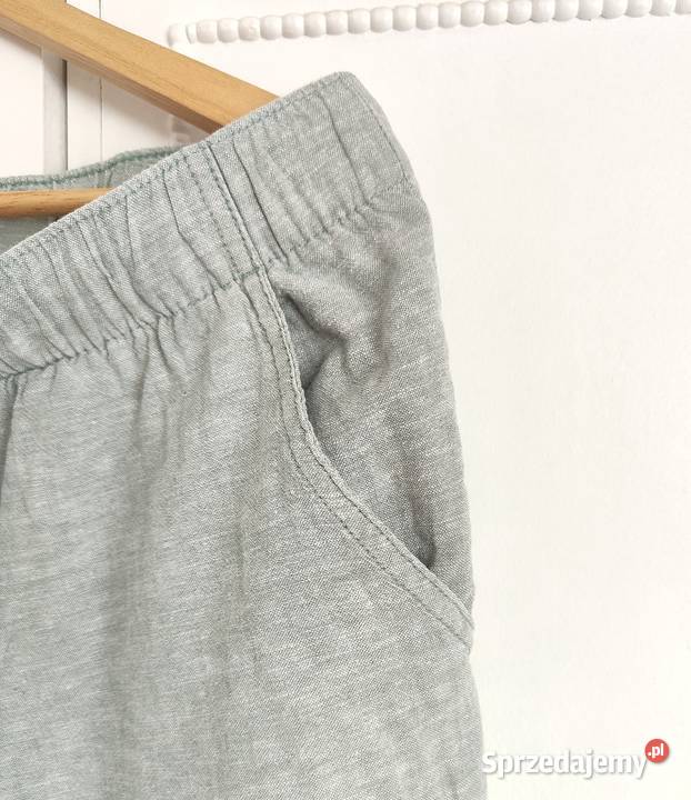 Szałwiowe lniane spodnie Esmara 44 joggery z zielony Spodnie