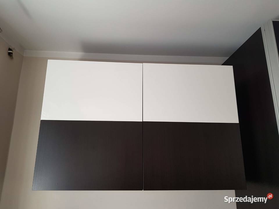 IKEA Besta szafka pod TV półka ciemnybrąz, drzwi białe lak.