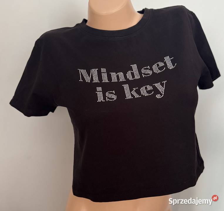 Czarny crop top Mindset is key Rozmiar 42(XL) Pruszków