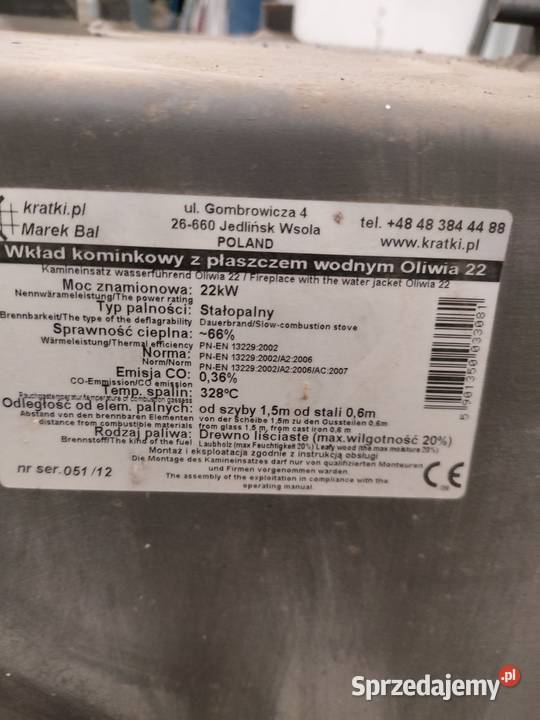 Wkład kominkowy Oliwia 22kw lubelskie Chełm sprzedam