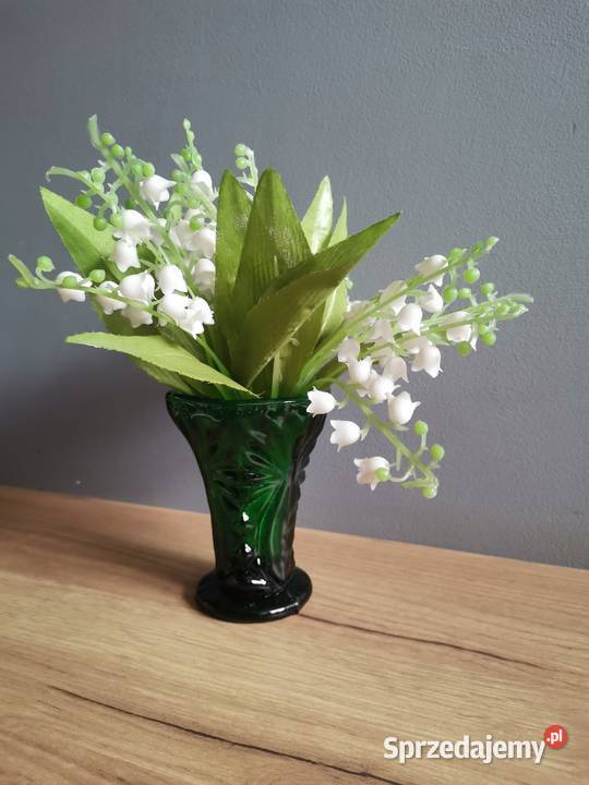 Stary zielony wazon na konwalie huta Ząbkowice Katowice