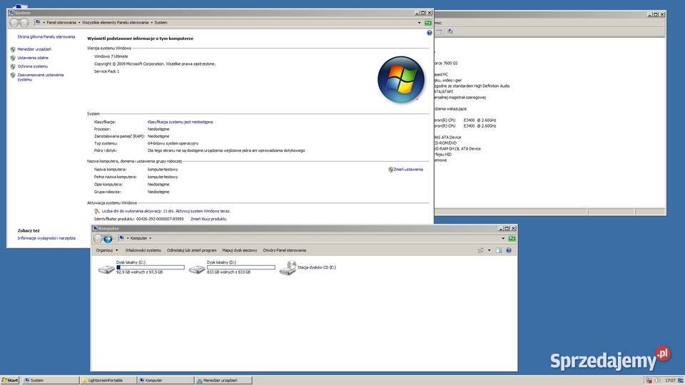Komputer stacjonarny 2x26Ghz 2Gb RAM dysk 1000Gb Liczba rdzeni procesora 2 Piotrków Trybunalski sprzedam