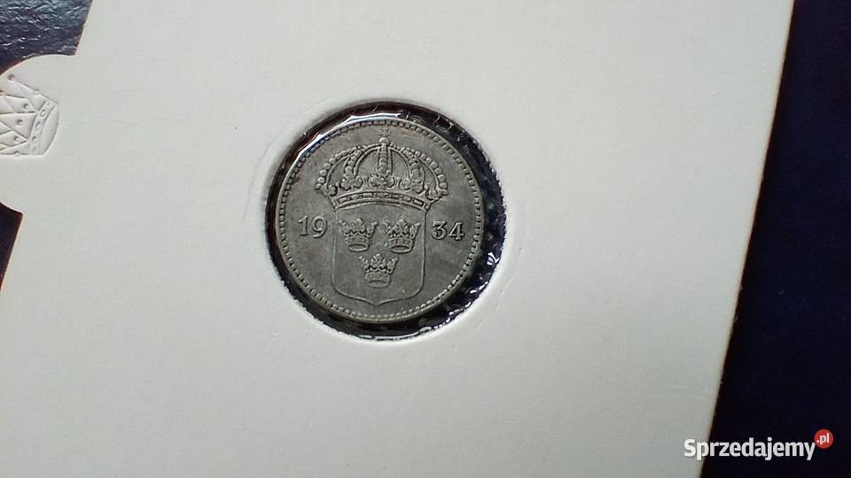 Stare monety 10 ore 1934 Szwecja srebro Numizmatyka podkarpackie