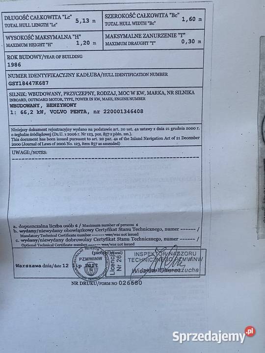 Motorówka Volvo penta 1986 662 kw stan Rok produkcji 1986 Kleosin sprzedam