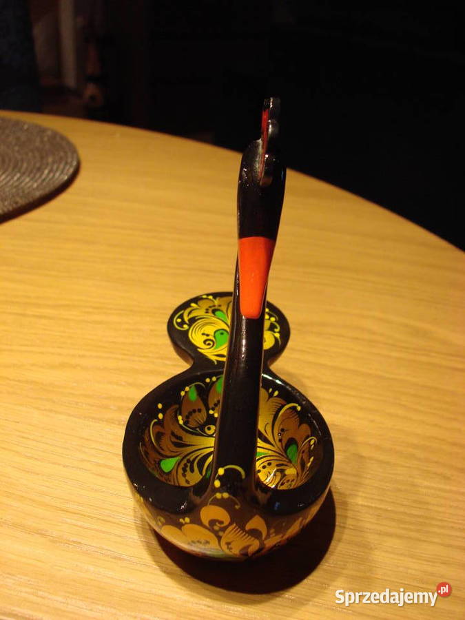 drewniany zdobiony łabędź miseczka Pruszcz Gdański