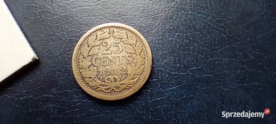 Stare monety 25 cent 1912 Holandia srebro Lesko