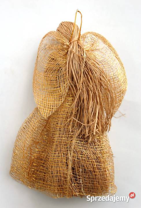 Złoty anioł ze sznurka anioł pleciony naturalna Lublin