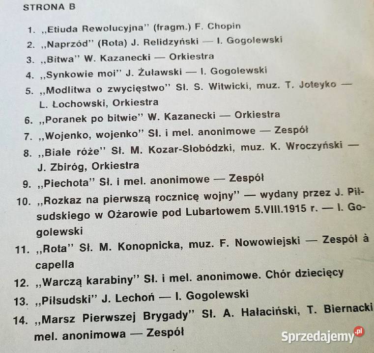 Pieśni legionowe Piłsudskiego płyta winylowa z Chełmno
