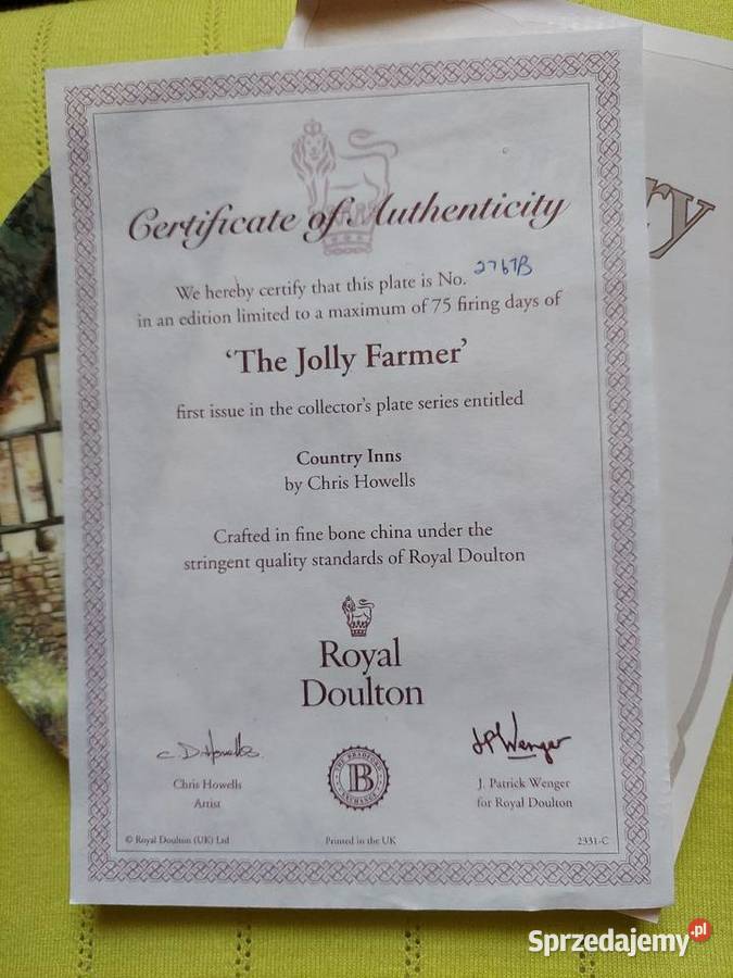 Kolekcjonerski talerz Royal Doulton konie z lubelskie Chełm