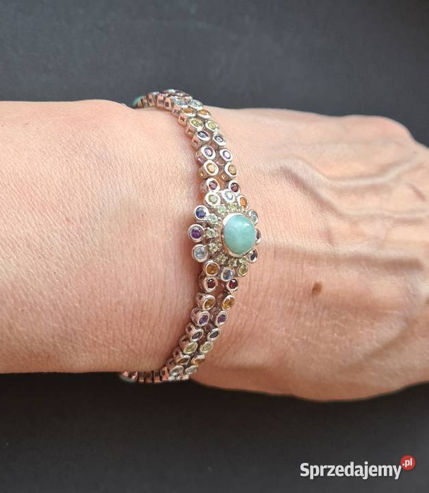 Srebrna bransoletka z kamieniami szlachetnymi Otwock sprzedam