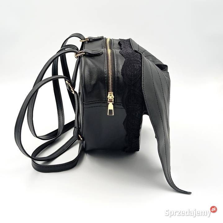 Plecak damski skórzany czarny skrzydlate serce Zawiercie