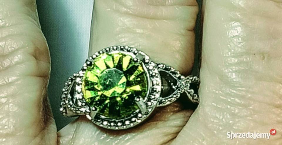 SrebroZłoto18K Naszyjnik Limonkowy Kamień