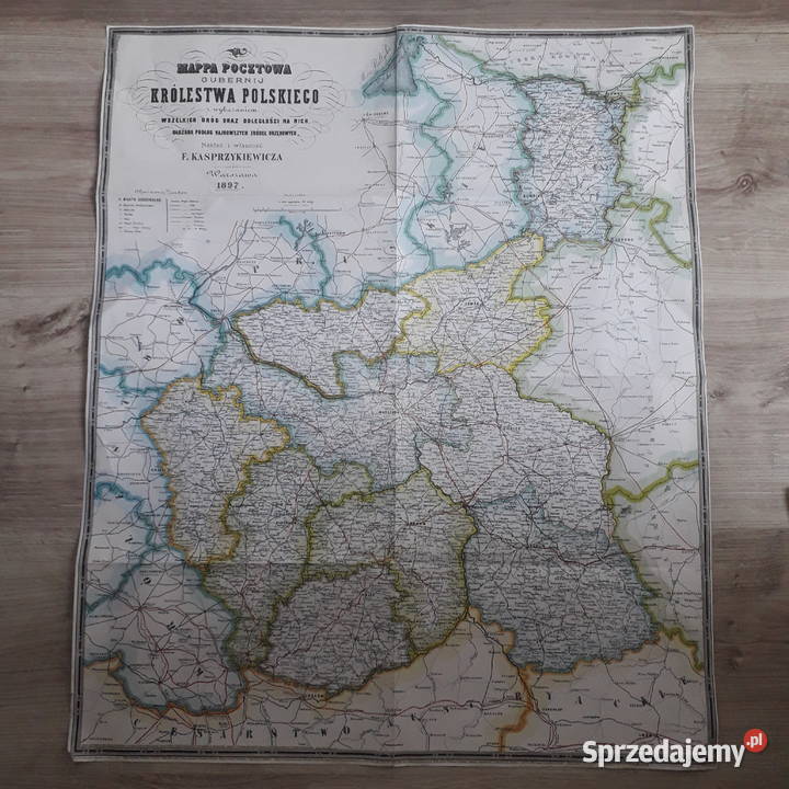 MAPA POCZTOWA GUBERNIJ KRÓLESTWA POLSKIEGO Warszawa