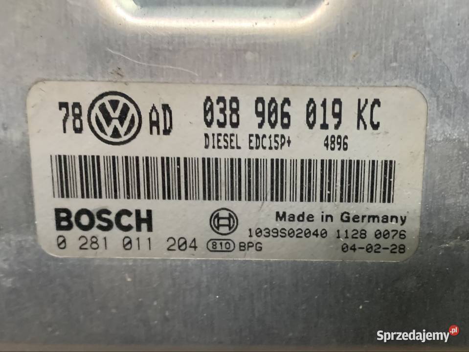 038906019 komputer sterownik silnika 19 tdi vw Rok produkcji 2005 Szczecin