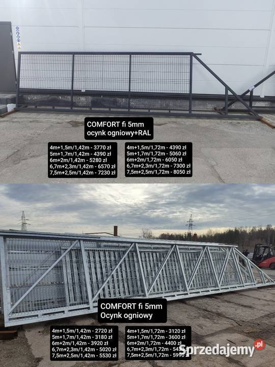Brama przesuwna 4m PREMIUM CLASSIC LIGHT ocynk ocynk Ogrodzenia i bramy Sieradz