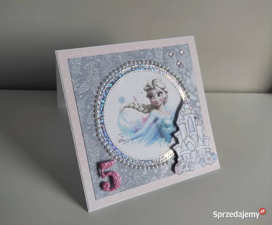 Kartka ręcznie robiona na urodziny Kraina lodu Antyki, Sztuka, Kolekcje Łódź