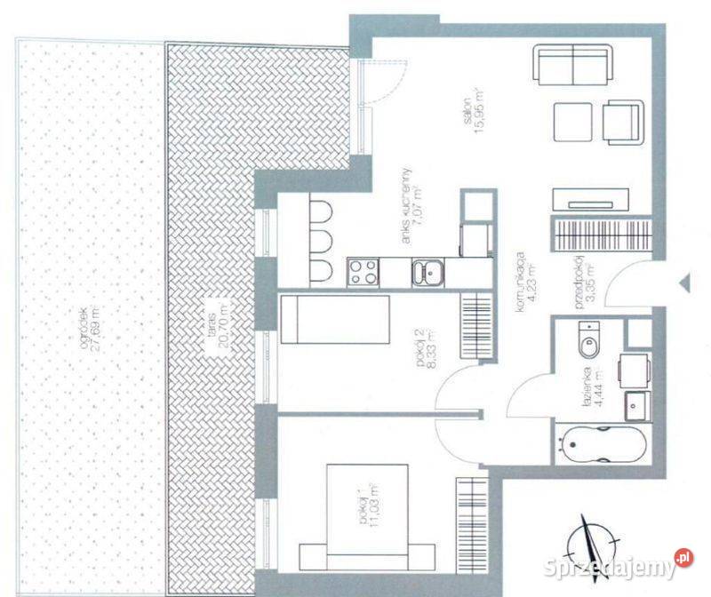 3pok 55met Iwaszkiewicza TARASOGRÓDGARAŻ Wrocław 55m2