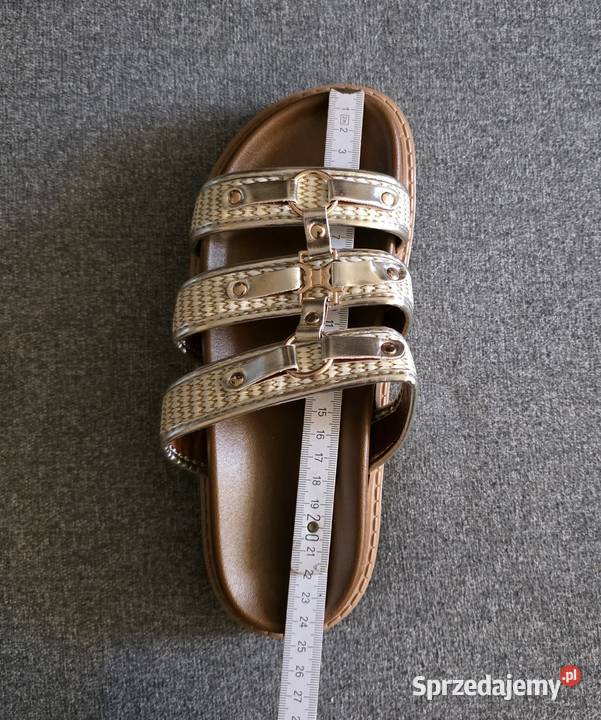 Ztote Plecione Klapki w Stylu Gladiatorek 38 Sandały i klapki