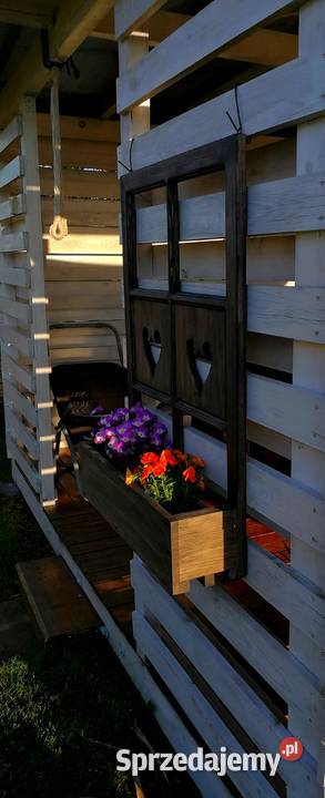 Donica drewniana jako okno kwietnik rustykalny świętokrzyskie Radków