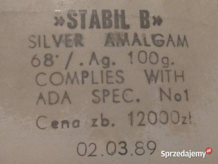 Stabil B Stop Srebra 68 Ag 100 g Silver Amalgam Pozostałe Warszawa