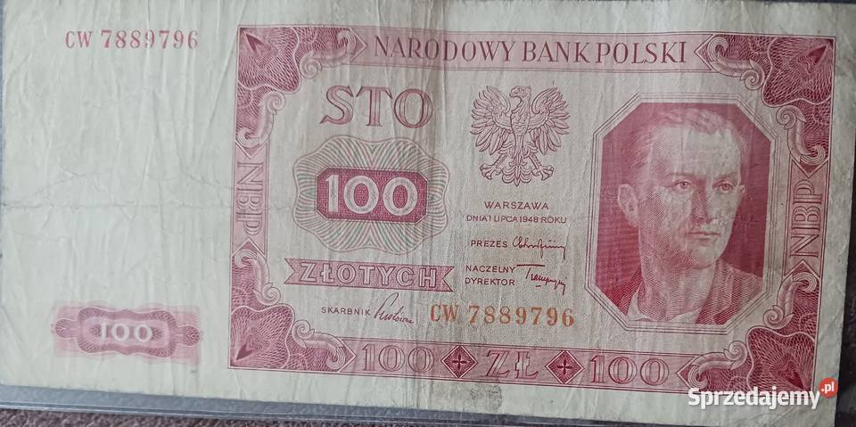 100 złotych Robotnik 1VII1948 r seria CW