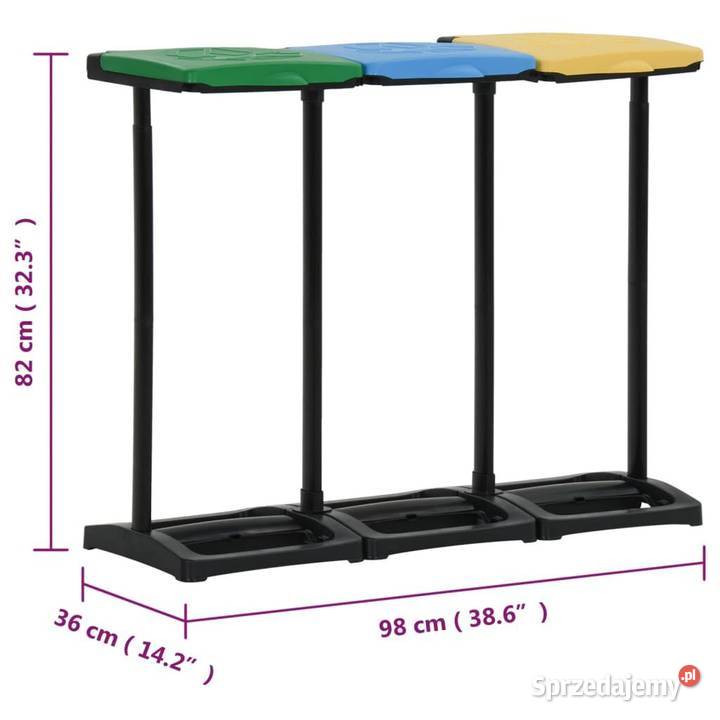 vidaXL Stojak na worki na śmieci z pokrywami Dom i Ogród
