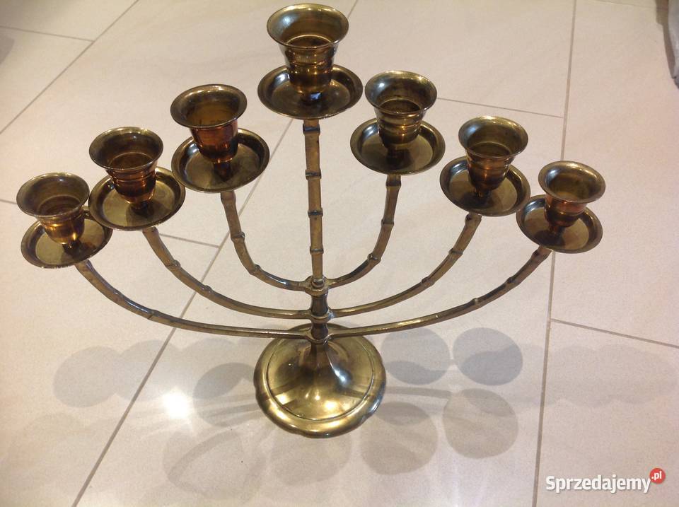 Świecznik Siedmioramienny Mosiężny STARY Nowa Sól