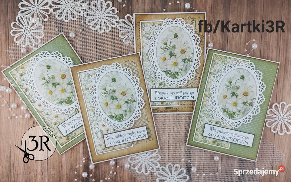 Kwiatowej kartki urodzinoweróżne wzory Zbójno sprzedam