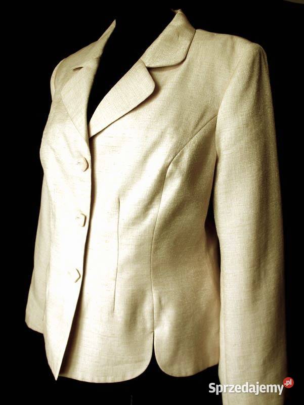 Żakiet beżowy marynarka 44 2XL biust 110 Inny materiał Siedlce