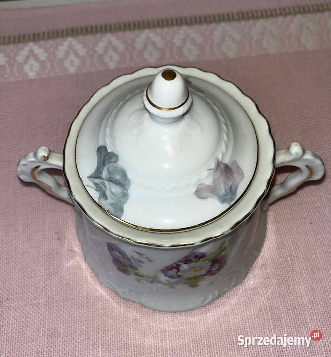 Cukiernica duża Secesja Z białej porcelany Gdańsk