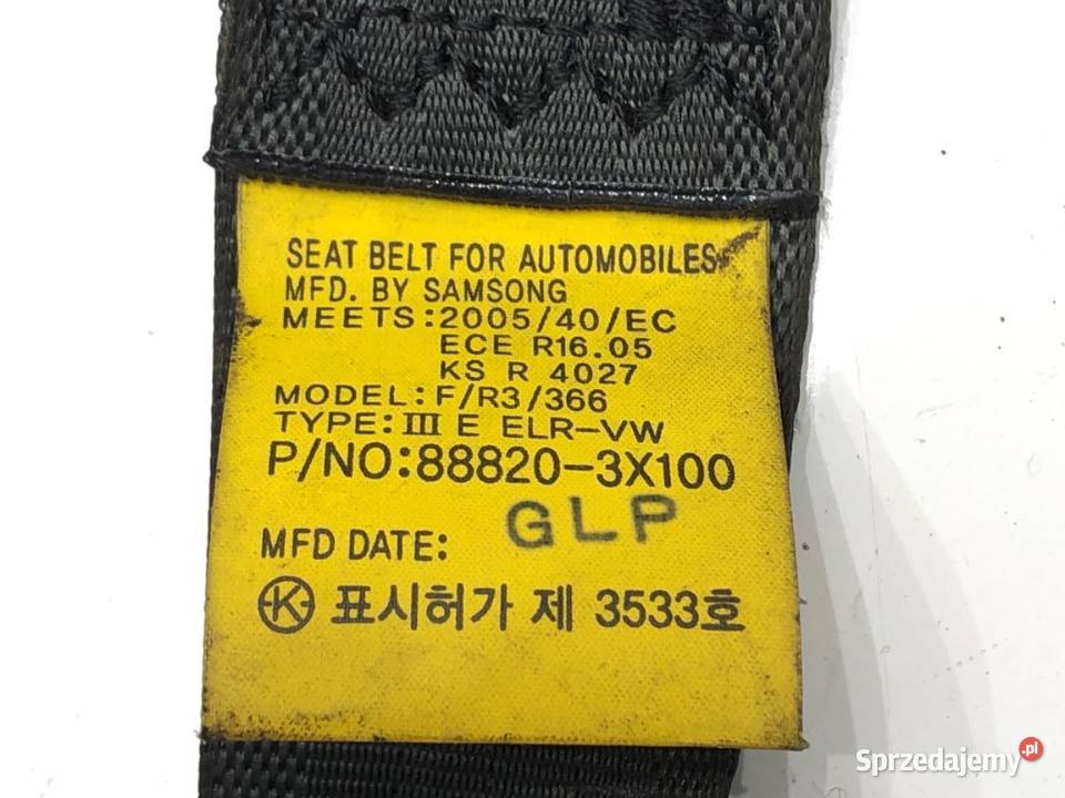 PAS BEZPIECZEŃSTWA PRAWY PRZÓD HYUNDAI ELANTRA V