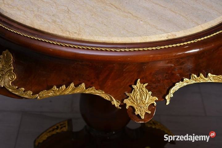 Duży Drewniany Stolik z Marmurowym Blatem Stół małopolskie Kraków