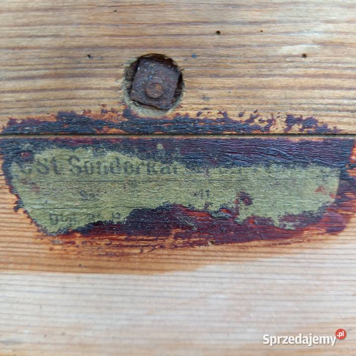 Oryginalna niemiecka drewniana skrzynka na mazowieckie Warszawa
