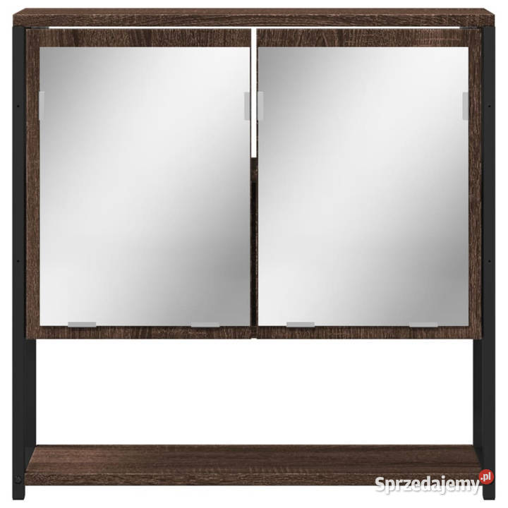 Szafka łazienkowa z lustrem brązowy dąb 60x16x60