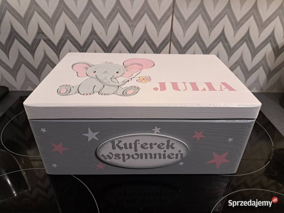 Kuferek wspomnień słonik dziewczynka z metryczka Kędzierzyn-Koźle