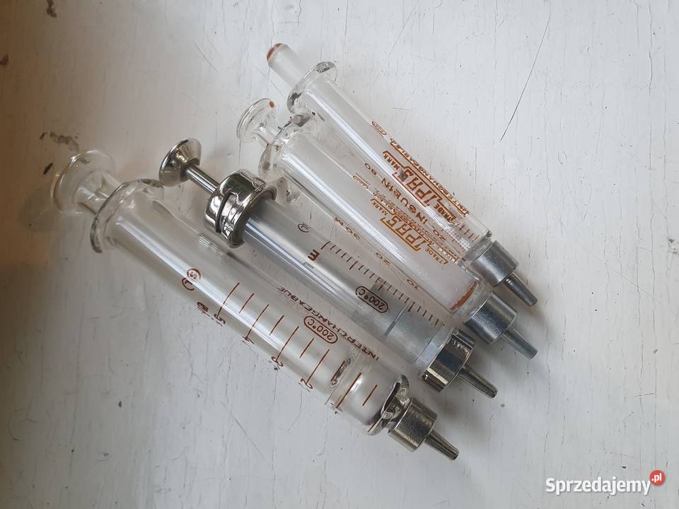 Stare strzykawki metalowe szklane szpitalne Warszawa