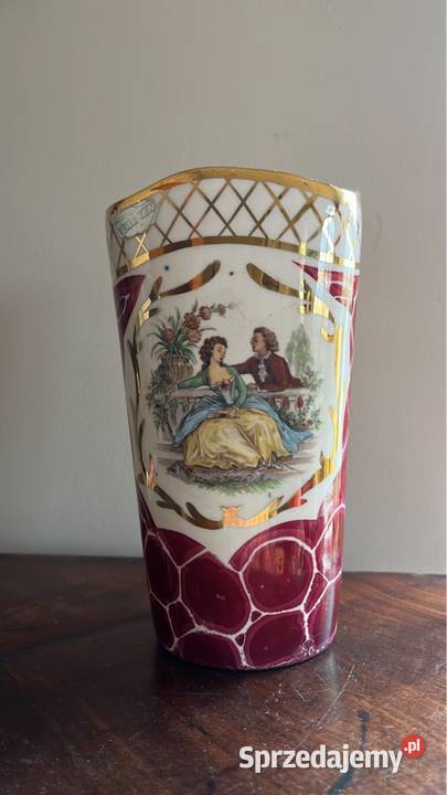 Wazon ręcznie zdobiony sceną dworską z jednej pomorskie Gdańsk