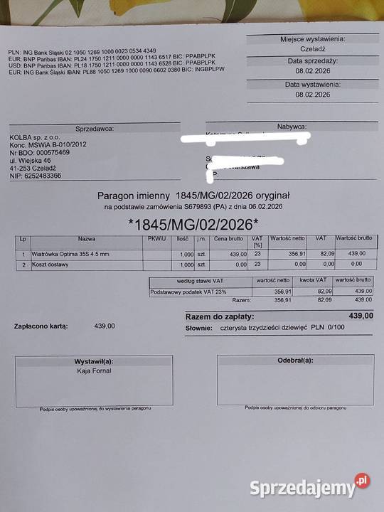 Wiatrówka Optima Hatsan 35s praktycznie NOWA sprzedam