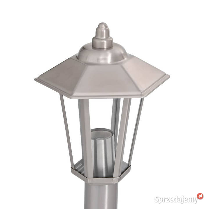 Lampy ogrodowe na słupku 3 srebrne 80 stal Warszawa