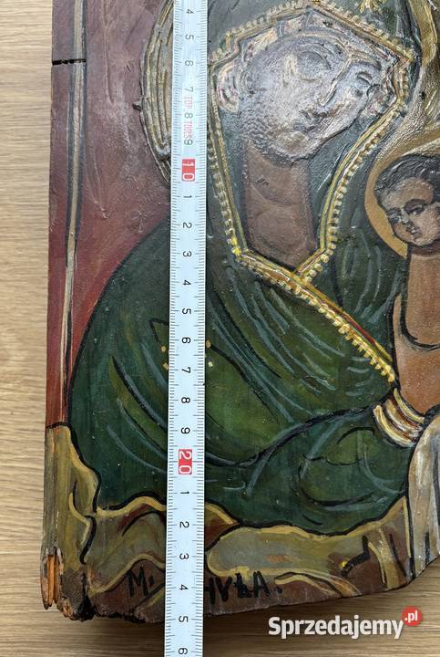 Obraz ikona malowana na desce drewnianej Szczecin