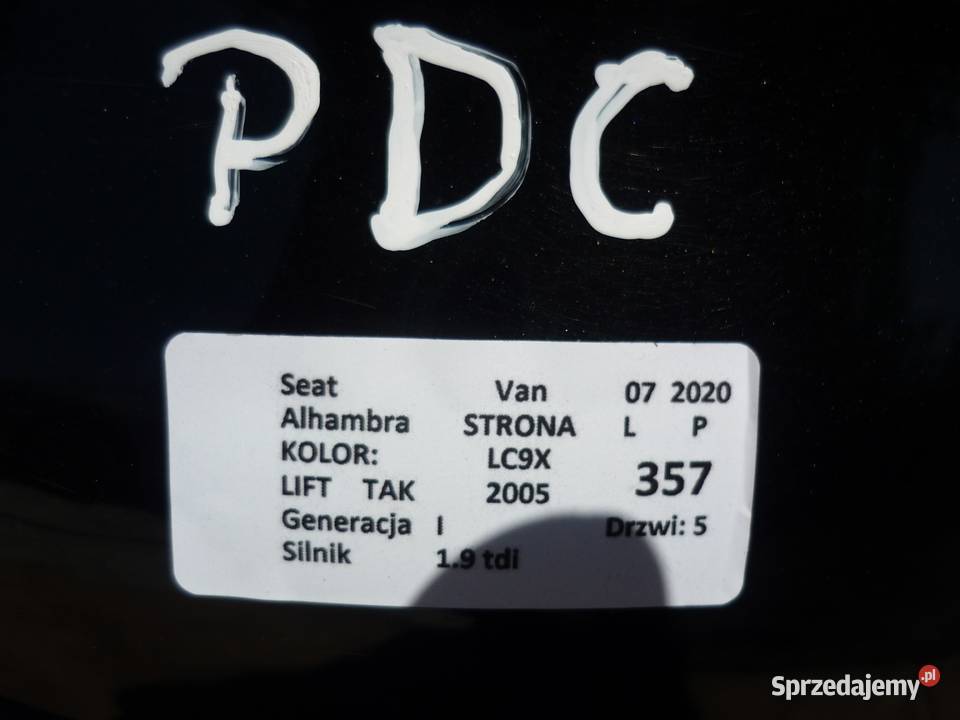 SEAT ALHAMBRA I VAN LC9X 5D LIFT ZDERZAK TYŁ PDC Zbierkowo